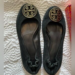 Tory Burch Black Suede Ballet Flats